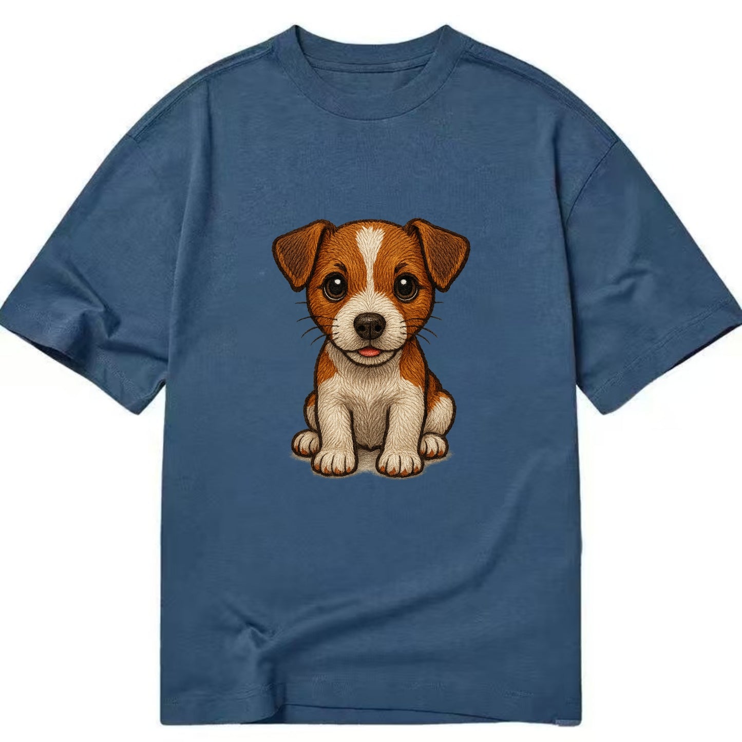 Baby Jack Russell Terrier Puppy - white with markings, alert ears, energetic - Classic T-shirt - Twilight Navy(Blue)