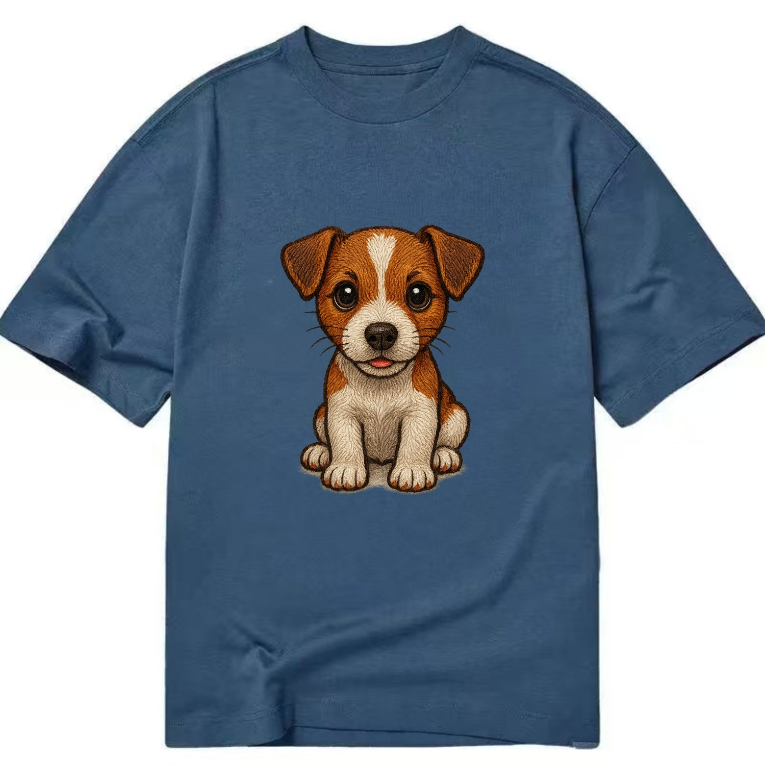 Baby Jack Russell Terrier Puppy - white with markings, alert ears, energetic - Classic T-shirt - Twilight Navy(Blue)