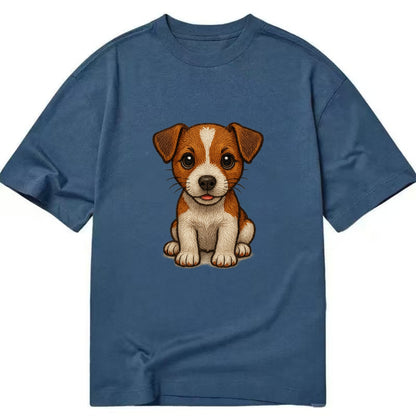 Baby Jack Russell Terrier Puppy - white with markings, alert ears, energetic - Classic T-shirt - Twilight Navy(Blue)
