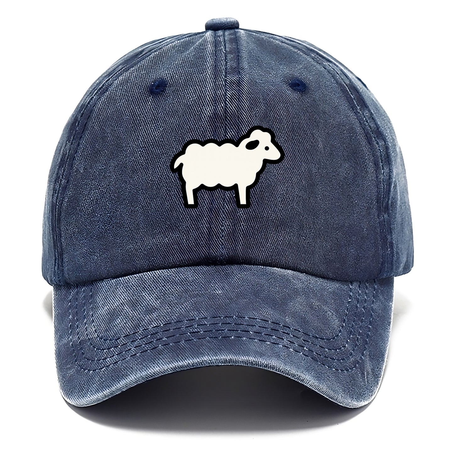 Sheep - White fluffy wool flat side profile - Classic Cap - Twilight Navy(Blue)