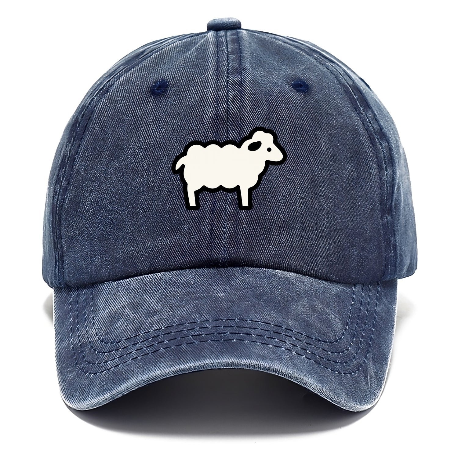 Sheep - White fluffy wool flat side profile - Classic Cap - Twilight Navy(Blue)