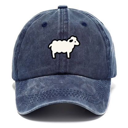 Sheep - White fluffy wool flat side profile - Classic Cap - Twilight Navy(Blue)