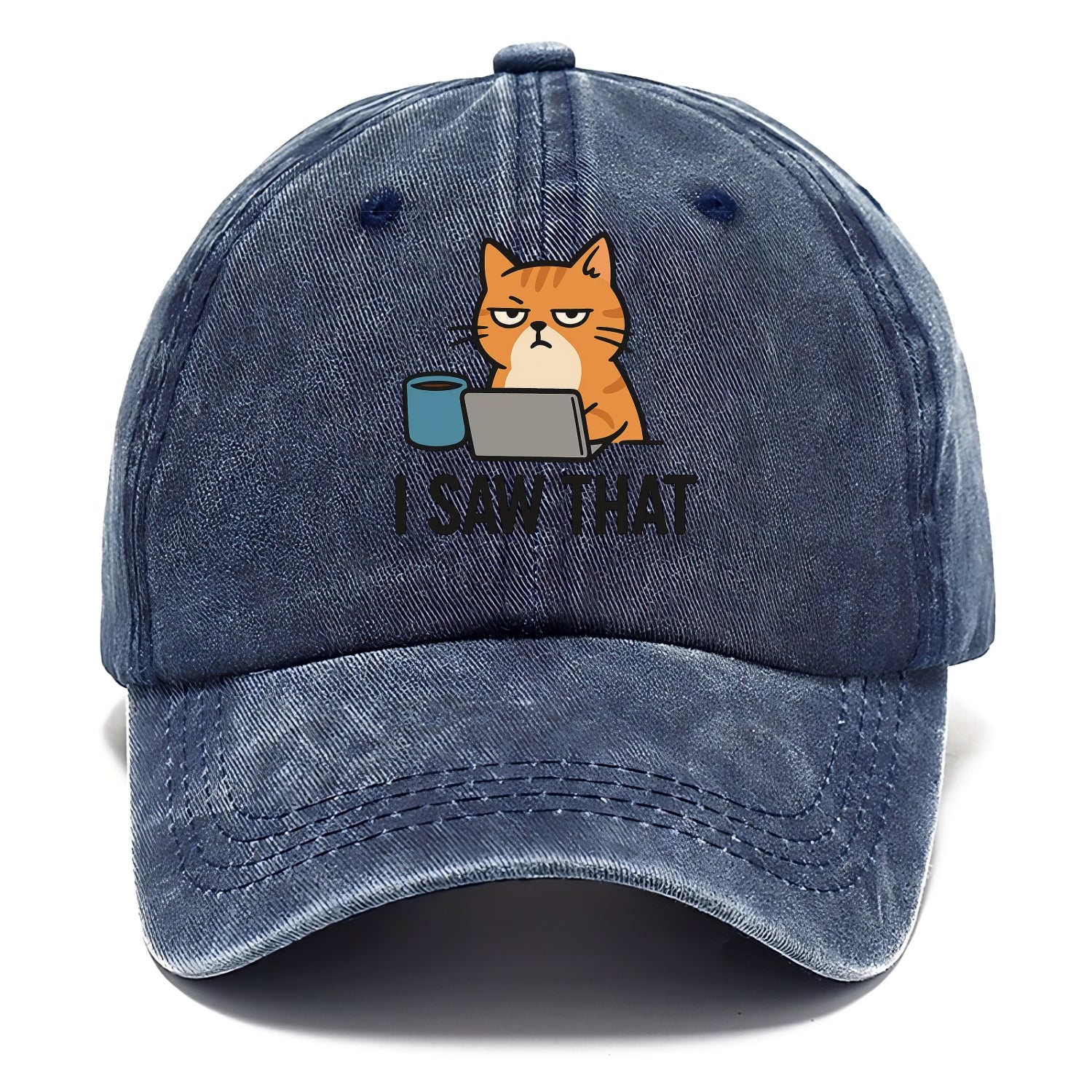 Cat with one eye open judging you - "I SAW THAT" - nothing escapes notice - Classic Cap - Twilight Navy(Blue)