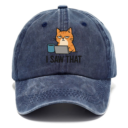 Cat with one eye open judging you - "I SAW THAT" - nothing escapes notice - Classic Cap - Twilight Navy(Blue)