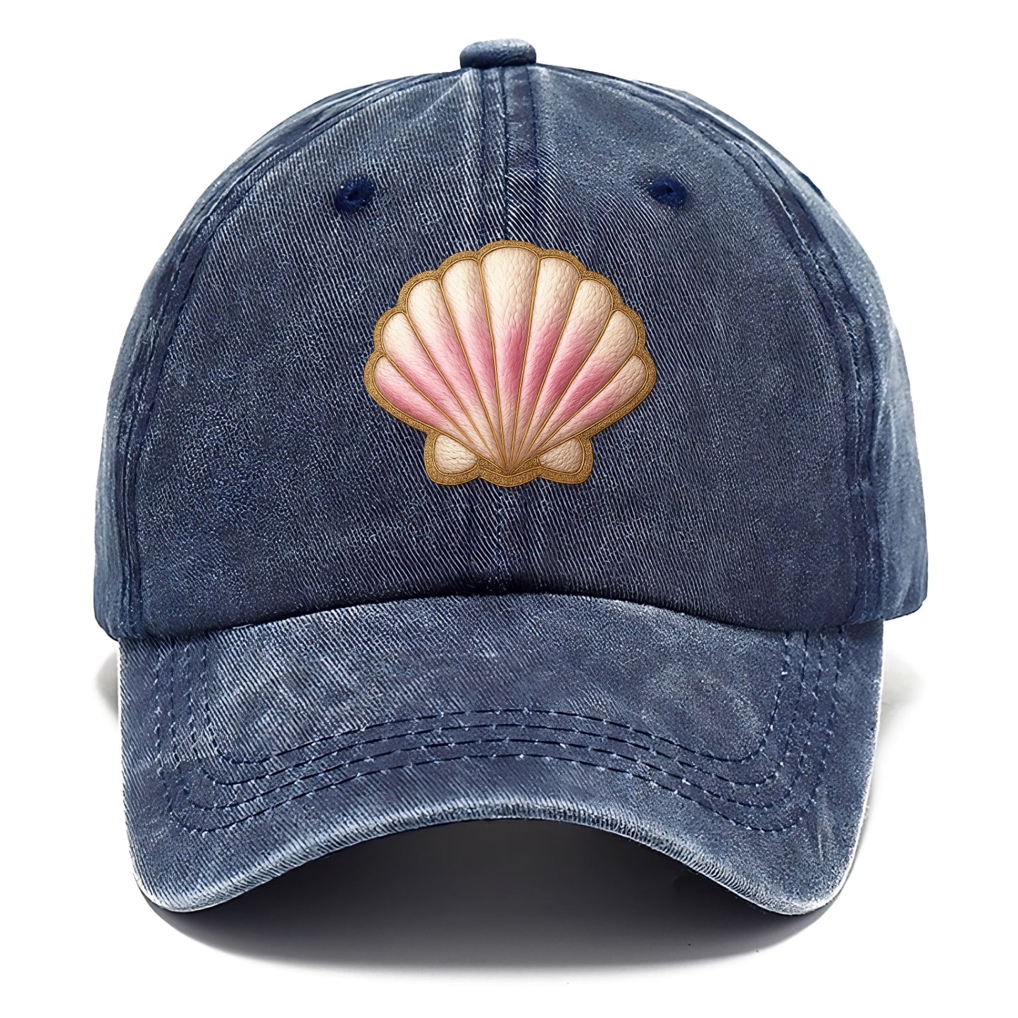 SEASHELL SCALLOP - scallop shell in cream and pink , beach - Classic Cap - Twilight Navy(Blue)