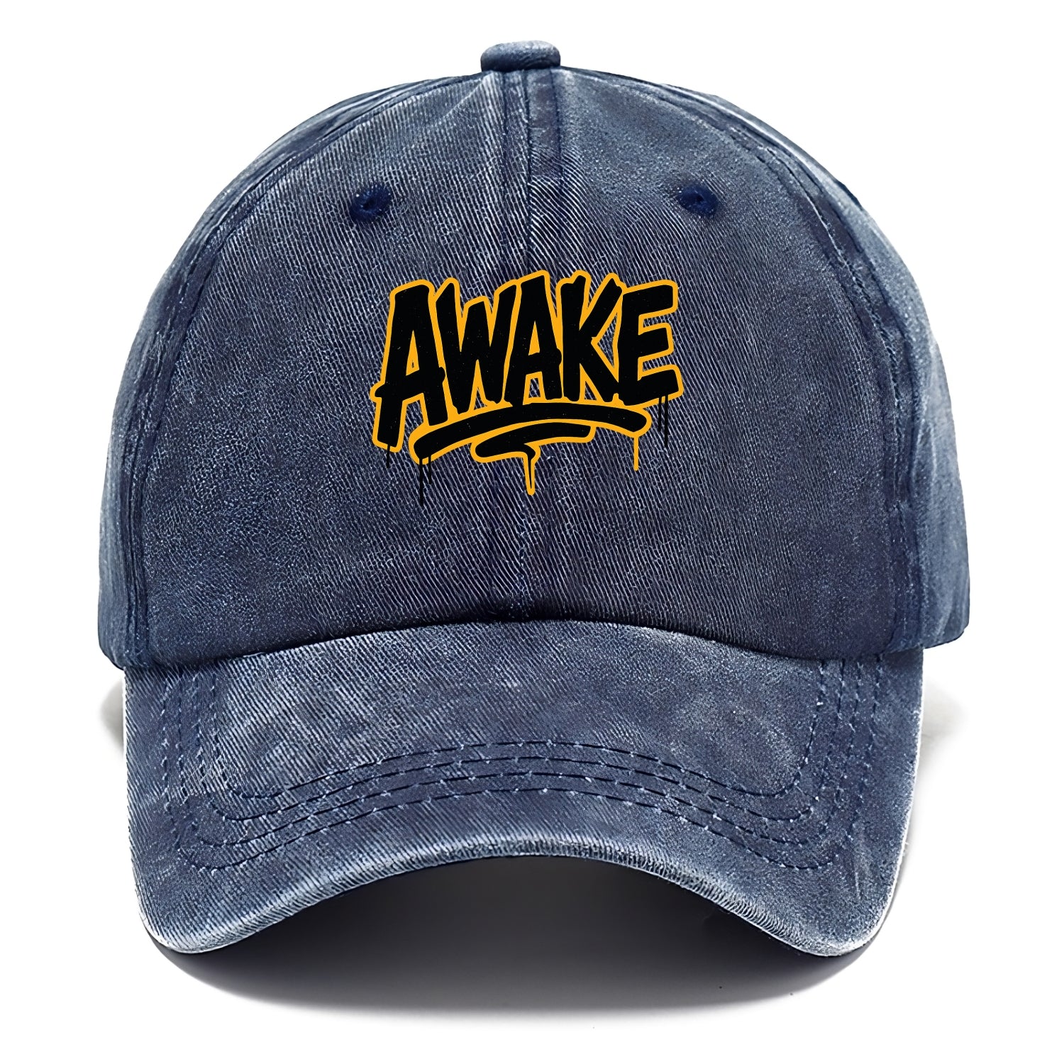 Bold typography design - "AWAKE" - conscious, aware, alert - Classic Cap - Twilight Navy(Blue)