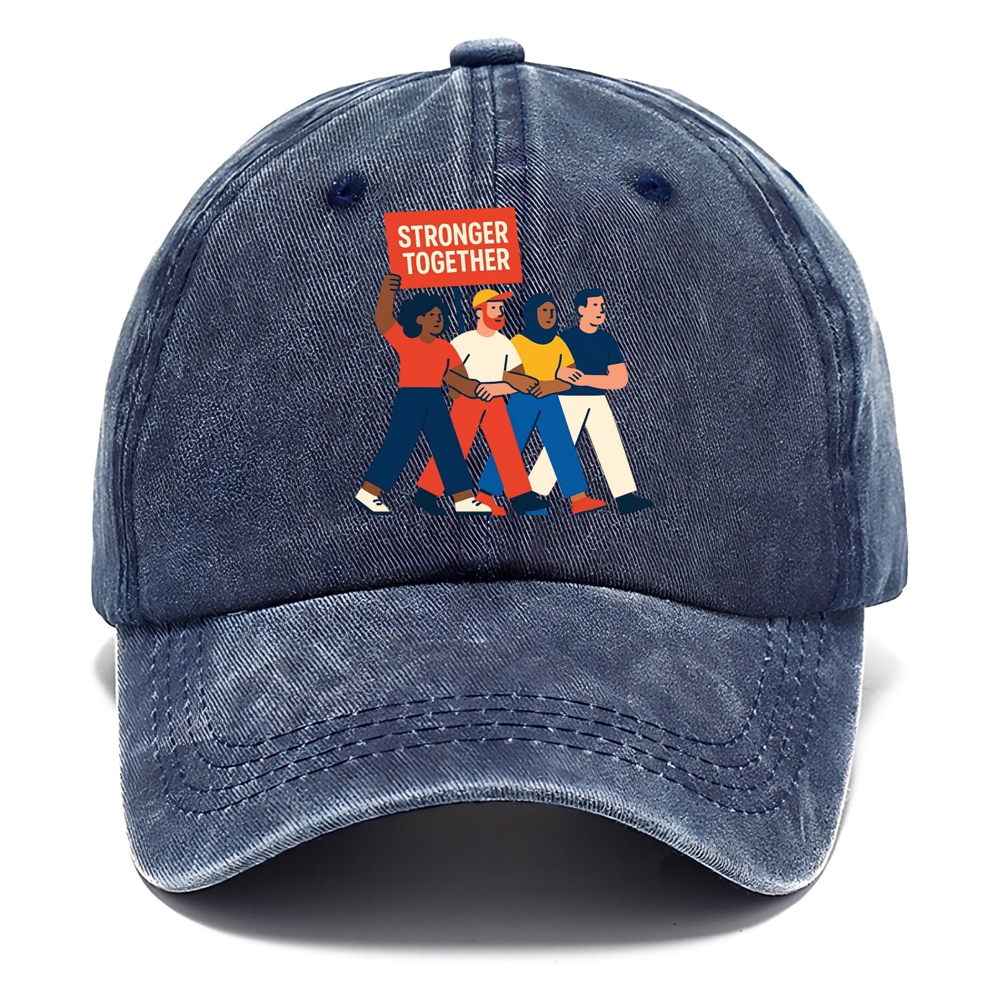 Peaceful protesters marching with linked arms - "Stronger Together" - solidarity - Classic Cap - Twilight Navy(Blue)