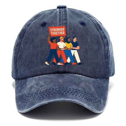 Peaceful protesters marching with linked arms - "Stronger Together" - solidarity - Classic Cap - Twilight Navy(Blue)