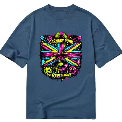 CARNABY PUNK | Swinging 60s meets 70s punk | Psychedelic Union Jack pattern | - Classic T-shirt - Twilight Navy(Blue)