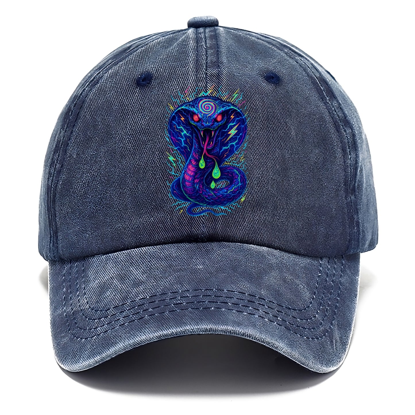 Mesmerizing cobra with hypnotic spiral patterns in the hood, scales that shimmer with - Classic Cap - Twilight Navy(Blue)