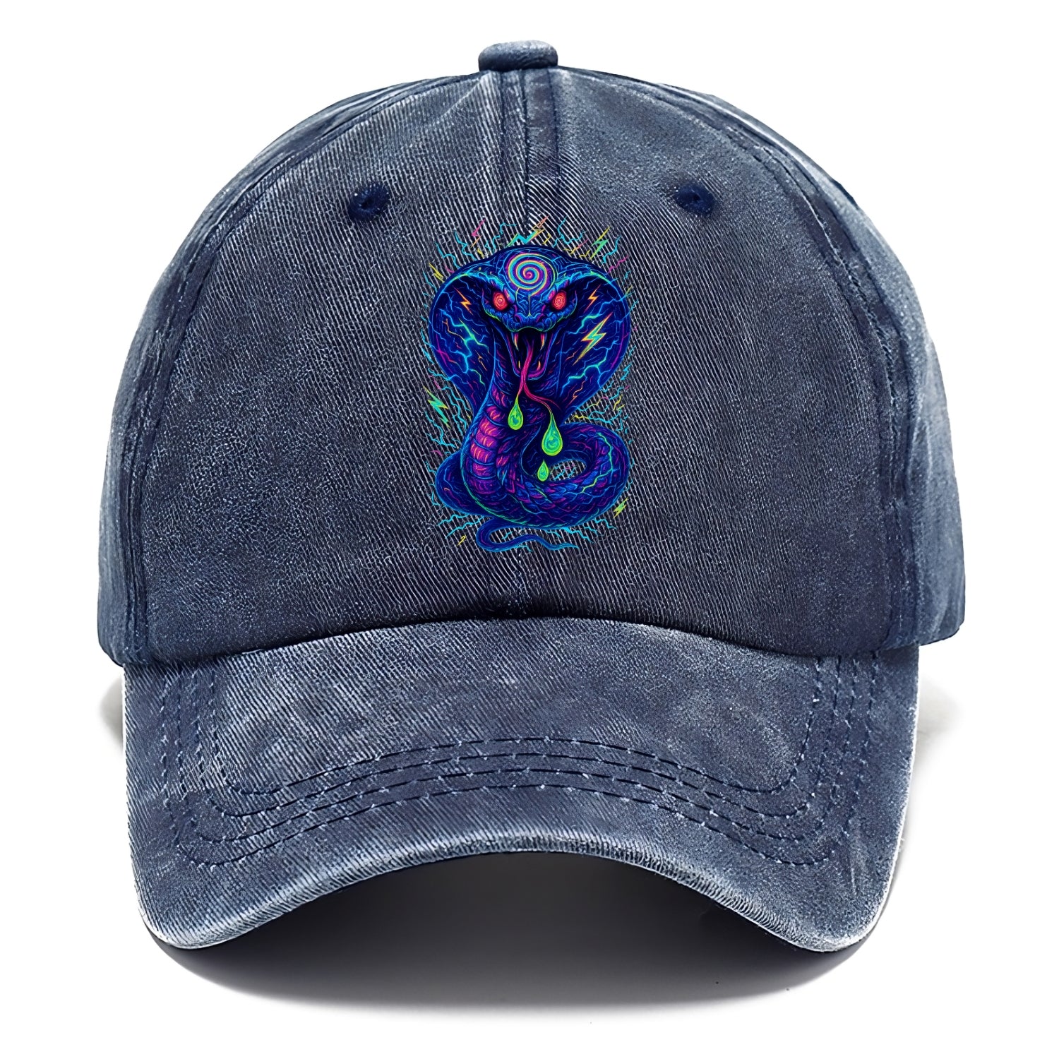 Mesmerizing cobra with hypnotic spiral patterns in the hood, scales that shimmer with - Classic Cap - Twilight Navy(Blue)