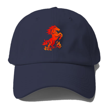 FREEDOM FLAMES | Wild horse breaking fire chains | Liberation | Barriers burned | - Baseball Cap - Twilight Navy(Blue)