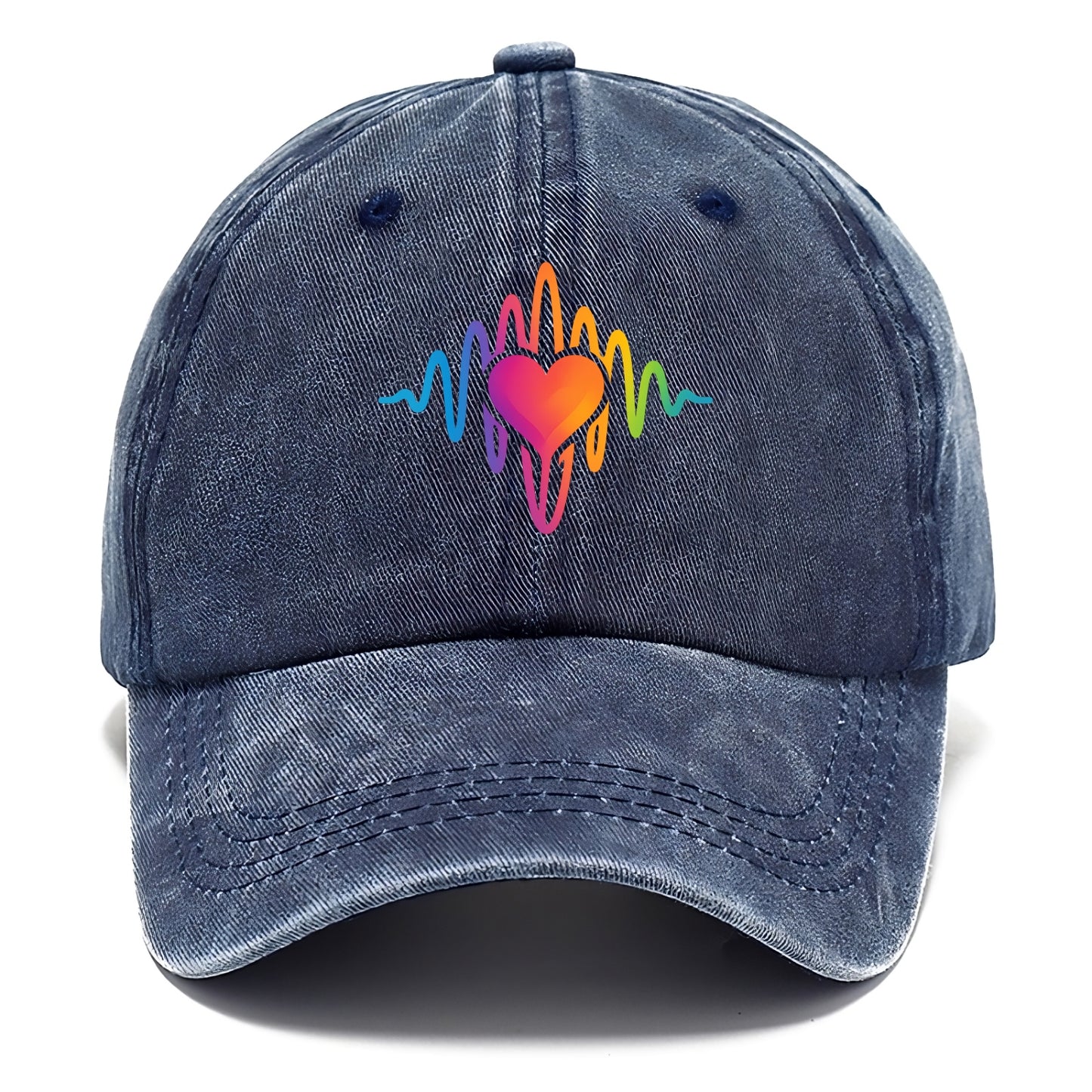 Love Frequency - Sound waves in rainbow Classic Cap - Twilight Navy(Blue)