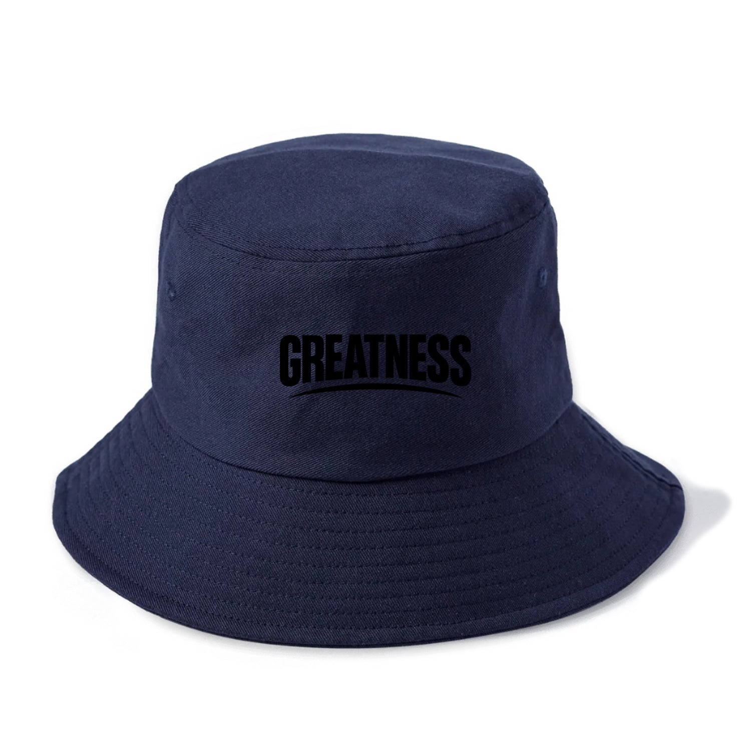 Bold typography design - "GREATNESS" - achieving excellence, reaching potential - Bucket Hat - Twilight Navy(Blue)