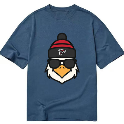 Atlanta Falcon wearing Falcons red and black beanie with pom pom and wayfarer - Classic T-shirt - Twilight Navy(Blue)