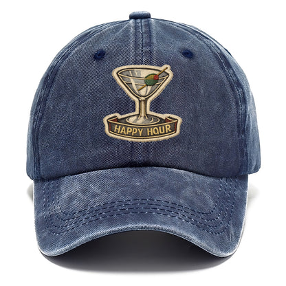 COCKTAIL MARTINI - martini glass with olive in silver and green , happy hour - Classic Cap - Twilight Navy(Blue)