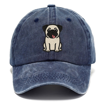Pug - Tilted head with tongue out - Classic Cap - Twilight Navy(Blue)