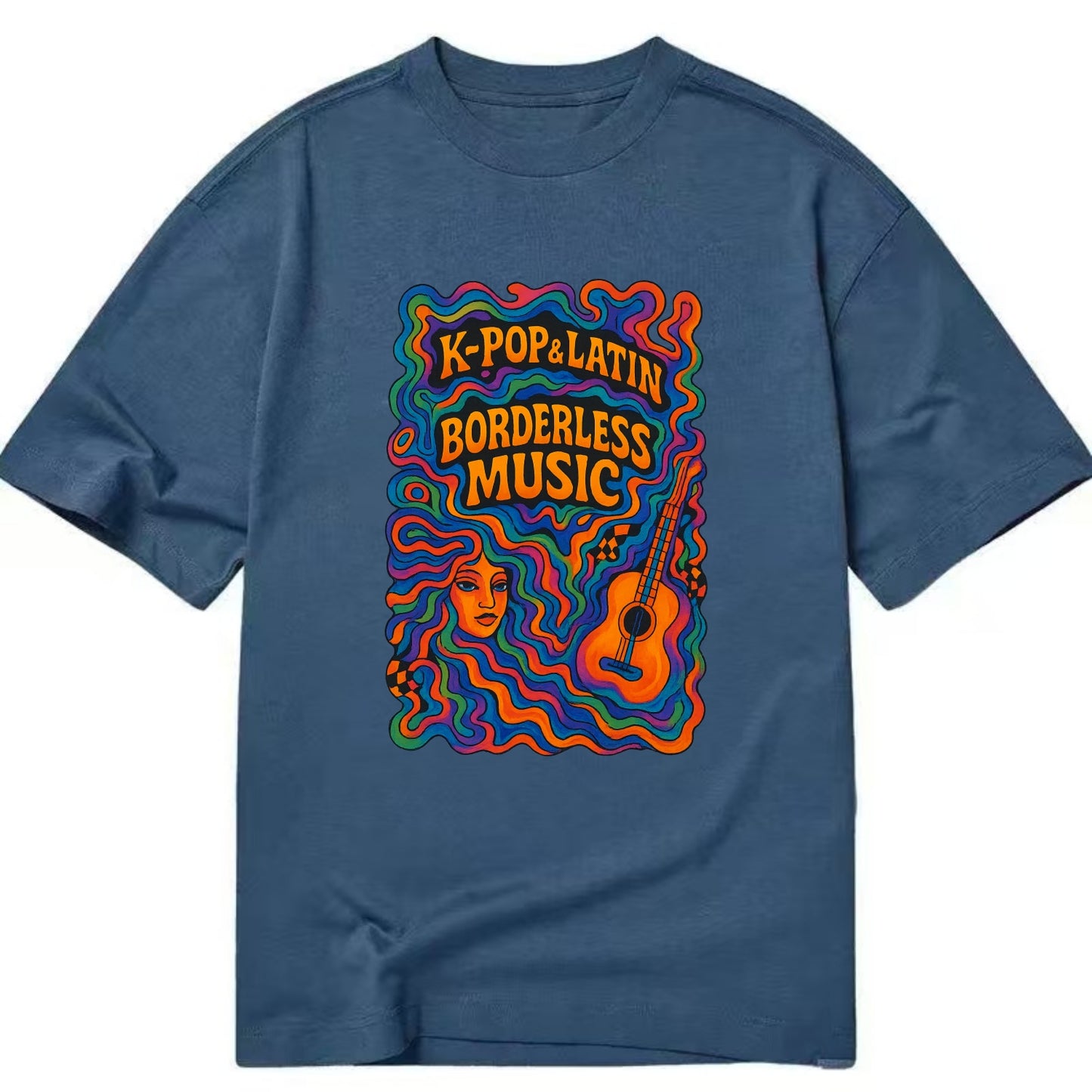 K-Pop and Latin fusion explosion - "Borderless Music" - cross-cultural sounds - Classic T-shirt - Twilight Navy(Blue)