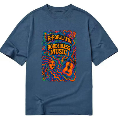 K-Pop and Latin fusion explosion - "Borderless Music" - cross-cultural sounds - Classic T-shirt - Twilight Navy(Blue)