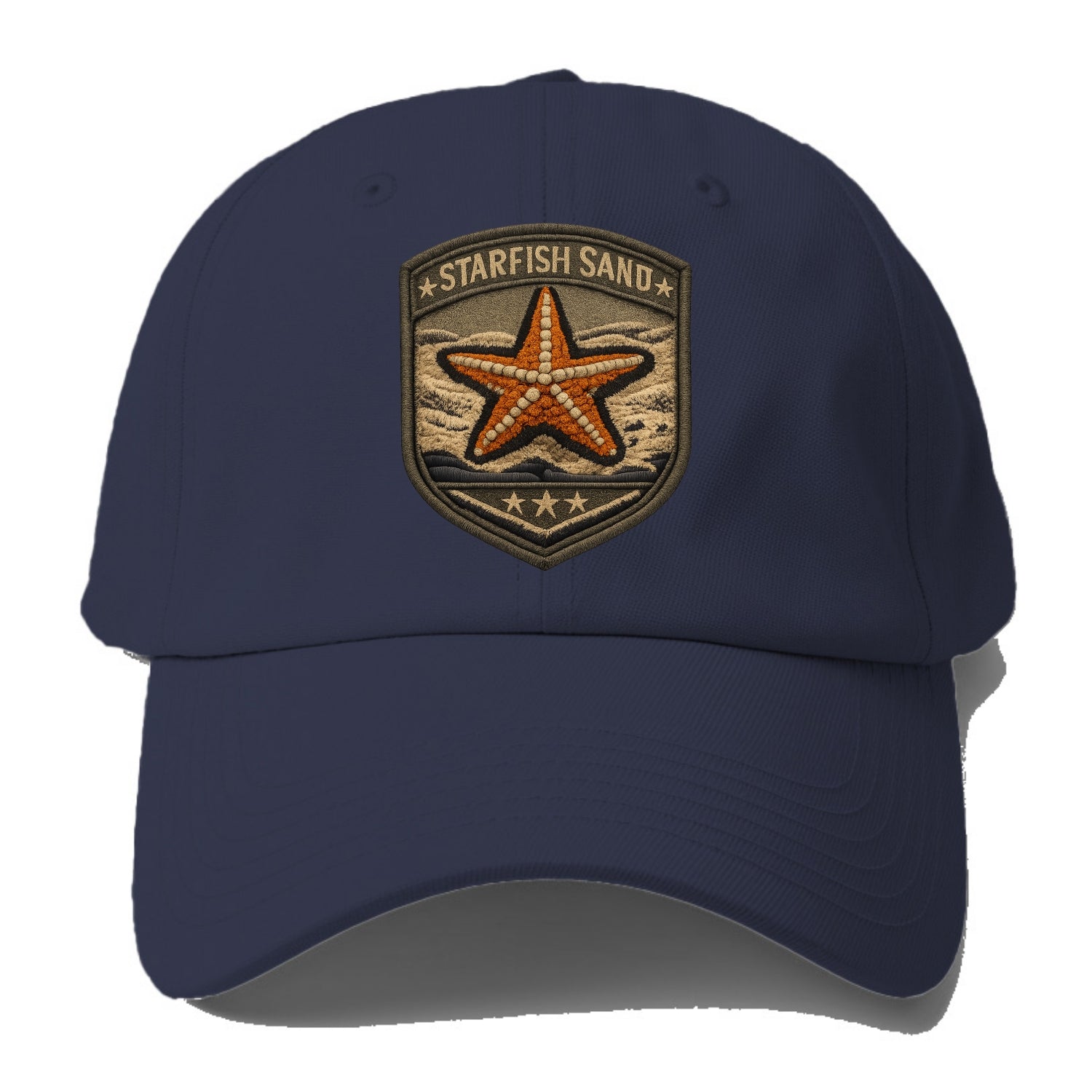 STARFISH SAND - sea star in orange and tan , beachcomber - Baseball Cap - Twilight Navy(Blue)