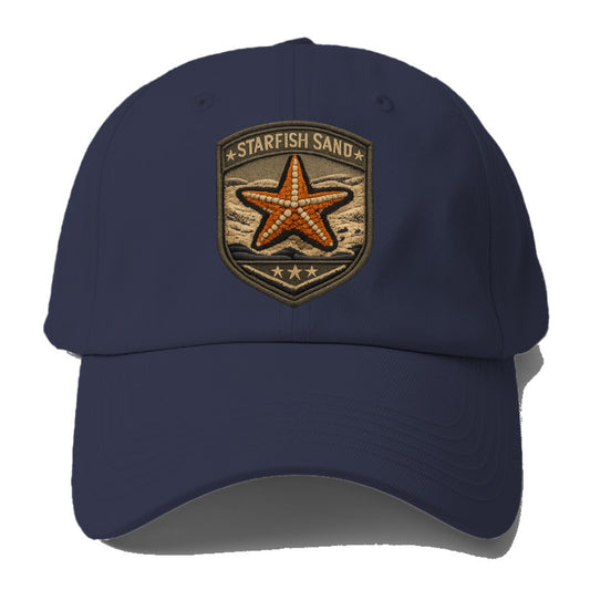 STARFISH SAND - sea star in orange and tan , beachcomber - Baseball Cap - Twilight Navy(Blue)