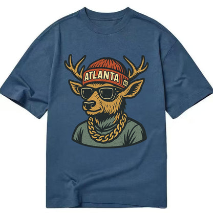 "deer" "atlanta" "atl" "red" "us South" - Classic T-shirt - Twilight Navy(Blue)