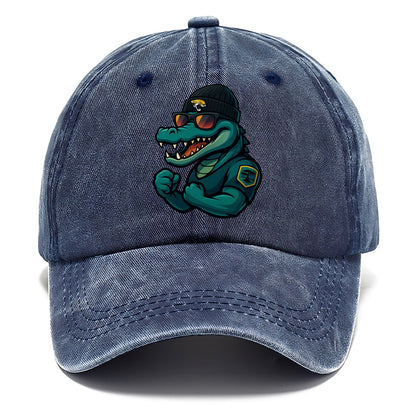 Jacksonville Alligator wearing Jaguars beanie with swamp patch and wayfarer sunglasses - Classic Cap - Twilight Navy(Blue)