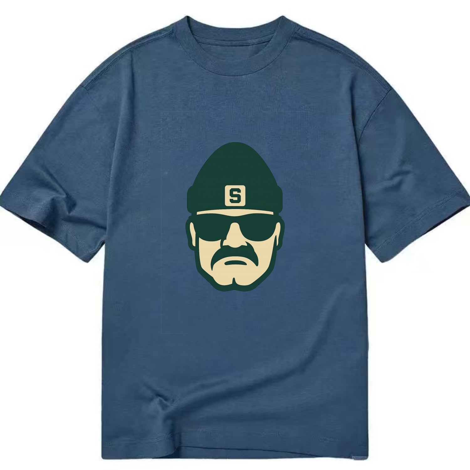 East Lansing Spartan wearing Michigan State beanie with S patch - Classic T-shirt - Twilight Navy(Blue)