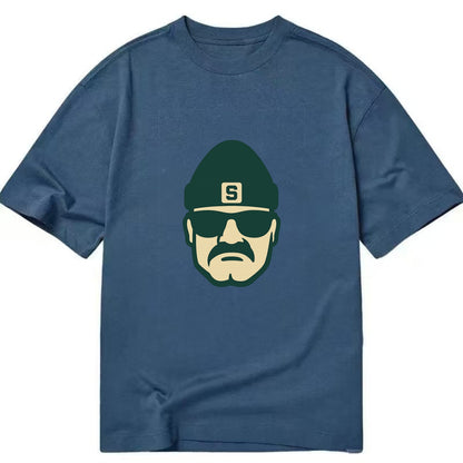 East Lansing Spartan wearing Michigan State beanie with S patch - Classic T-shirt - Twilight Navy(Blue)