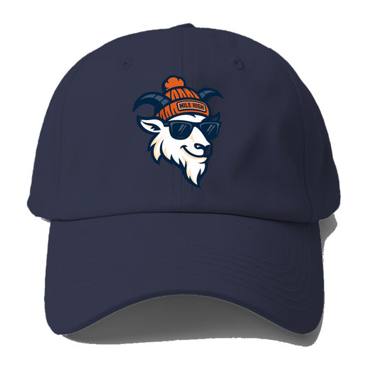 Denver Mountain Goat wearing Broncos beanie with Mile High patch and wayfarer - Baseball Cap - Twilight Navy(Blue)