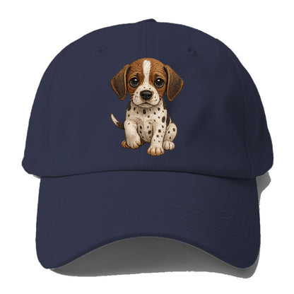 Baby Pointer Puppy - spotted coat, noble stance, alert eyes, front-facing, pointing - Baseball Cap - Twilight Navy(Blue)