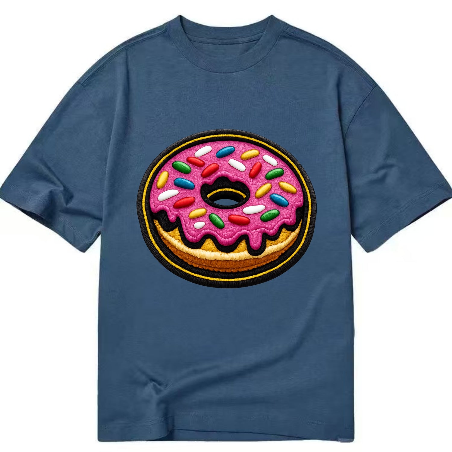 DONUT SPRINKLES - glazed donut with sprinkles in pink and rainbow , sweet treat - Classic T-shirt - Twilight Navy(Blue)
