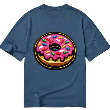 DONUT SPRINKLES - glazed donut with sprinkles in pink and rainbow , sweet treat - Classic T-shirt - Twilight Navy(Blue)