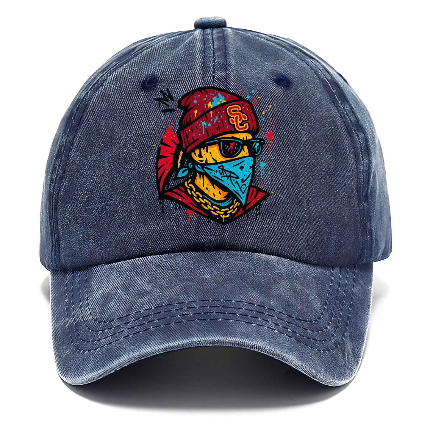 Los Angeles Trojan wearing USC beanie with SC patch - Classic Cap - Twilight Navy(Blue)