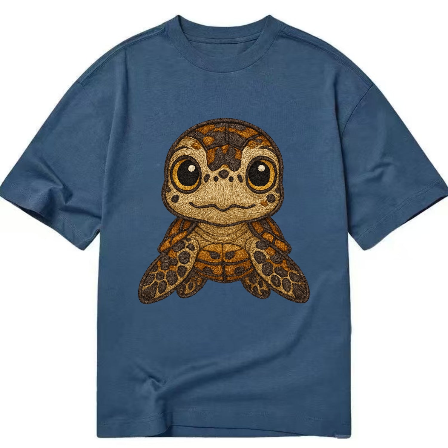 Baby Hawksbill Turtle - amber and brown shell pattern, curious golden eyes, - Classic T-shirt - Twilight Navy(Blue)