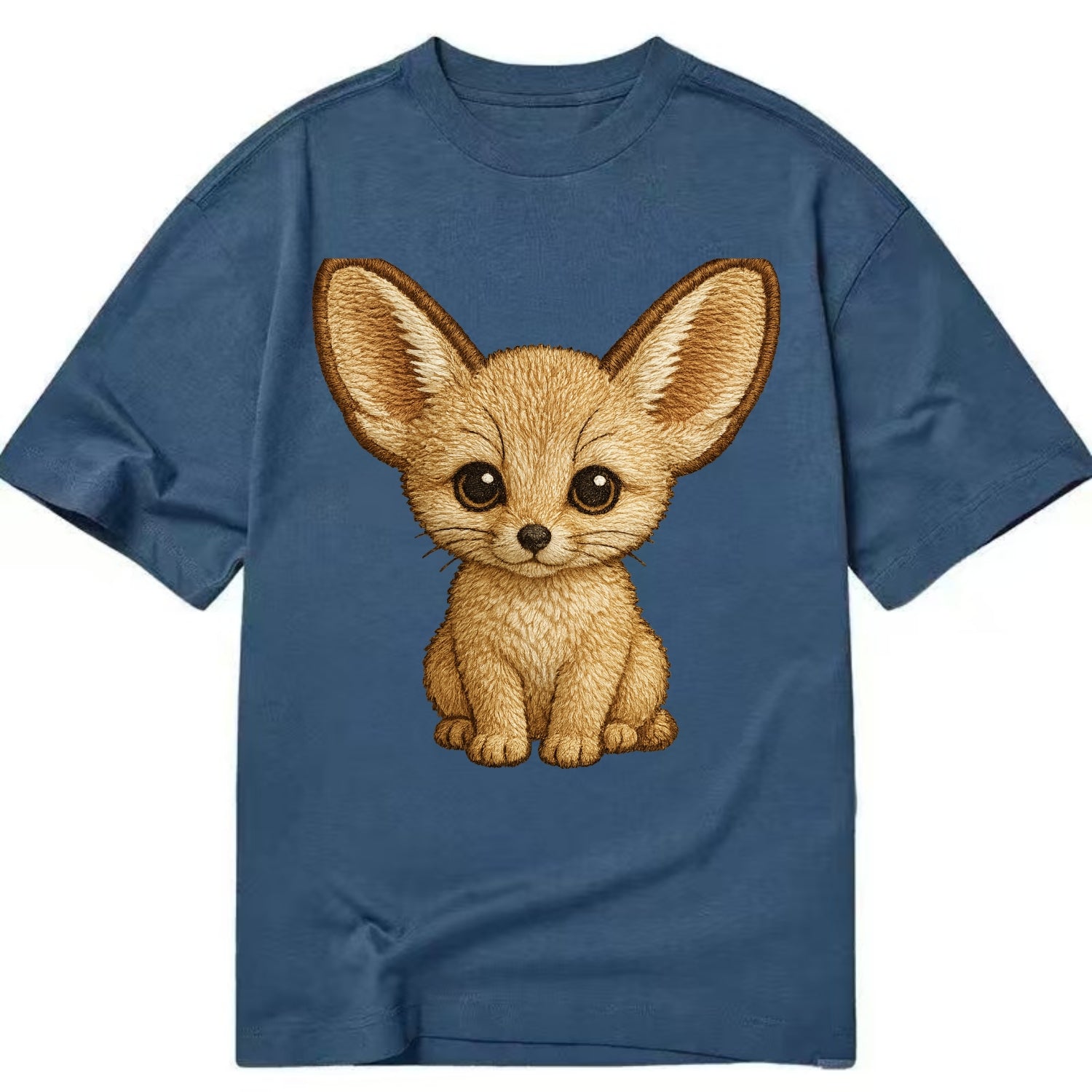 Baby Fennec Fox - huge ears, cream fur, large dark eyes, front-facing, desert baby - Classic T-shirt - Twilight Navy(Blue)