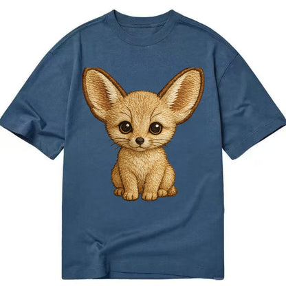 Baby Fennec Fox - huge ears, cream fur, large dark eyes, front-facing, desert baby - Classic T-shirt - Twilight Navy(Blue)