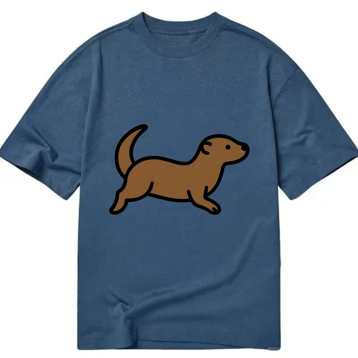 Otter - Brown sleek swimming pose flat side profile - Classic T-shirt - Twilight Navy(Blue)
