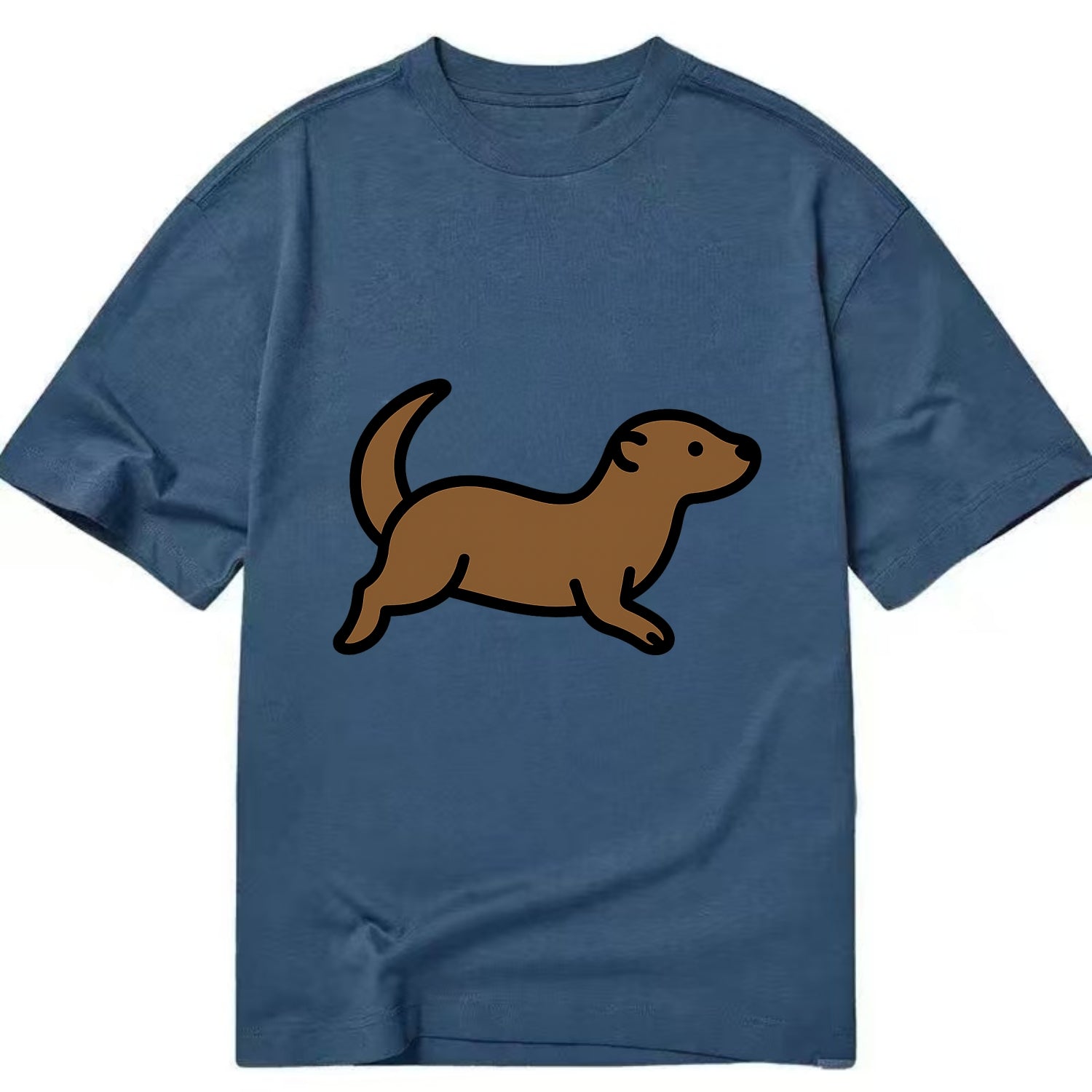 Otter - Brown sleek swimming pose flat side profile - Classic T-shirt - Twilight Navy(Blue)