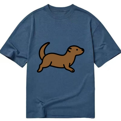 Otter - Brown sleek swimming pose flat side profile - Classic T-shirt - Twilight Navy(Blue)