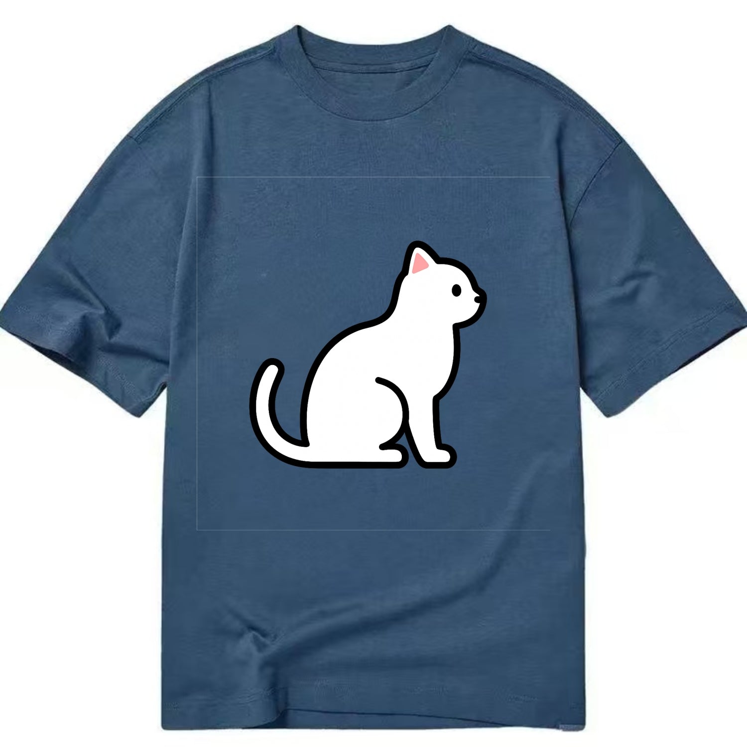 Domestic Shorthair - White classic flat side profile - Classic T-shirt - Twilight Navy(Blue)