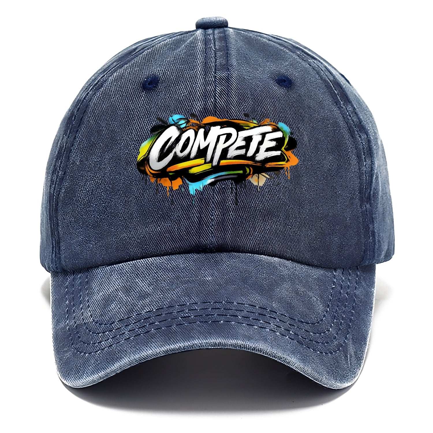 Bold typography design - "COMPETE" - competitive spirit, love the game - Classic Cap - Twilight Navy(Blue)