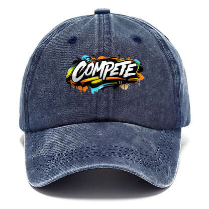 Bold typography design - "COMPETE" - competitive spirit, love the game - Classic Cap - Twilight Navy(Blue)