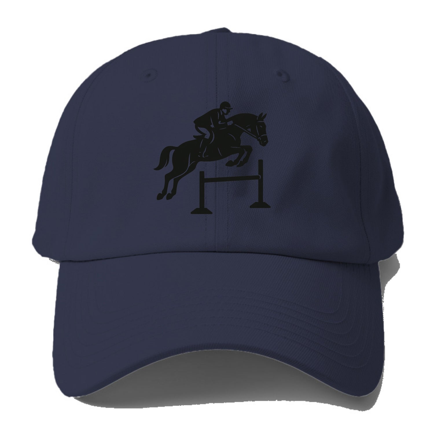 Equestrian jumping over obstacle - Baseball Cap For Big Heads - Twilight Navy(Blue)