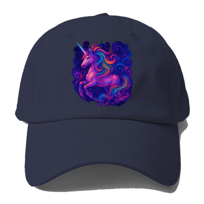 Magical unicorn with flowing rainbow gradient mane, iridescent horn - Baseball Cap For Big Heads - Twilight Navy(Blue)