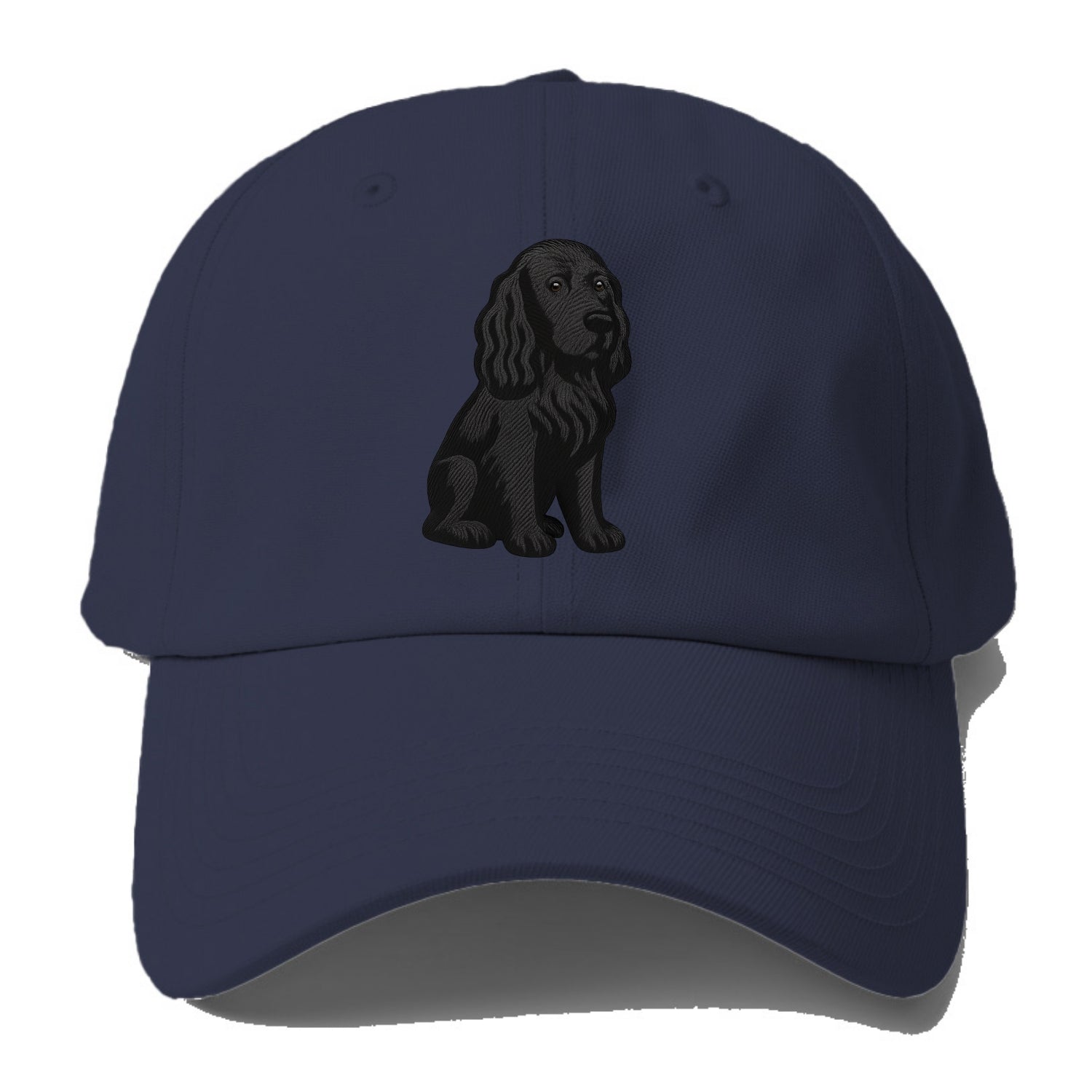 Field Spaniel - Black silky coat embroidered pose - Baseball Cap For Big Heads - Twilight Navy(Blue)