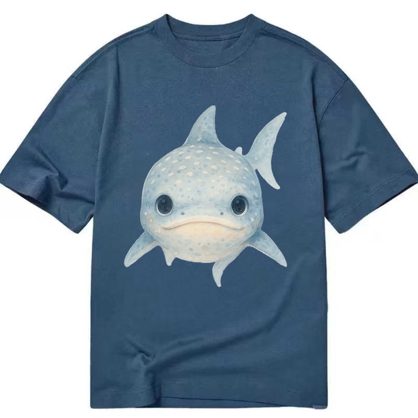 Baby Whale Shark - spotted blue-gray, wide mouth closed, tiny eyes, front-facing, - Classic T-shirt - Twilight Navy(Blue)