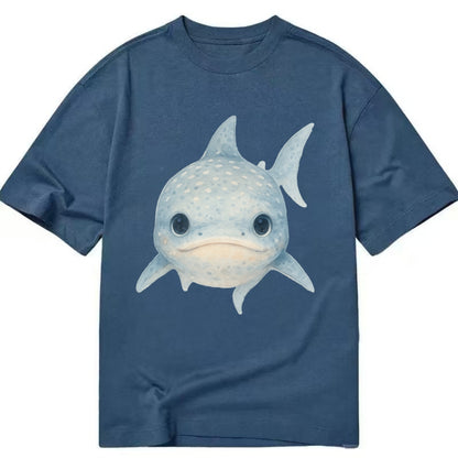 Baby Whale Shark - spotted blue-gray, wide mouth closed, tiny eyes, front-facing, - Classic T-shirt - Twilight Navy(Blue)