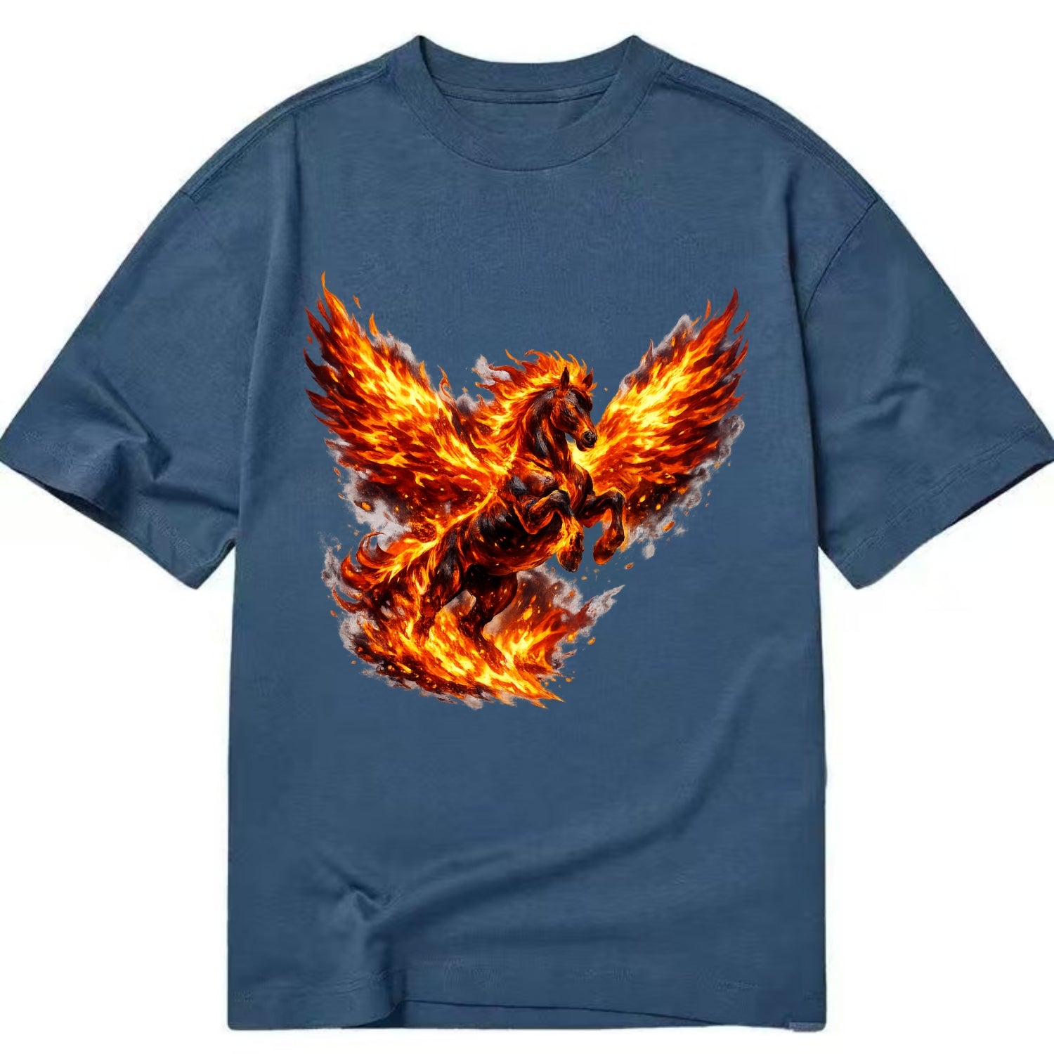 PHOENIX FIRE HORSE | Horse emerging from flames like phoenix | Rebirth - Classic T-shirt - Twilight Navy(Blue)