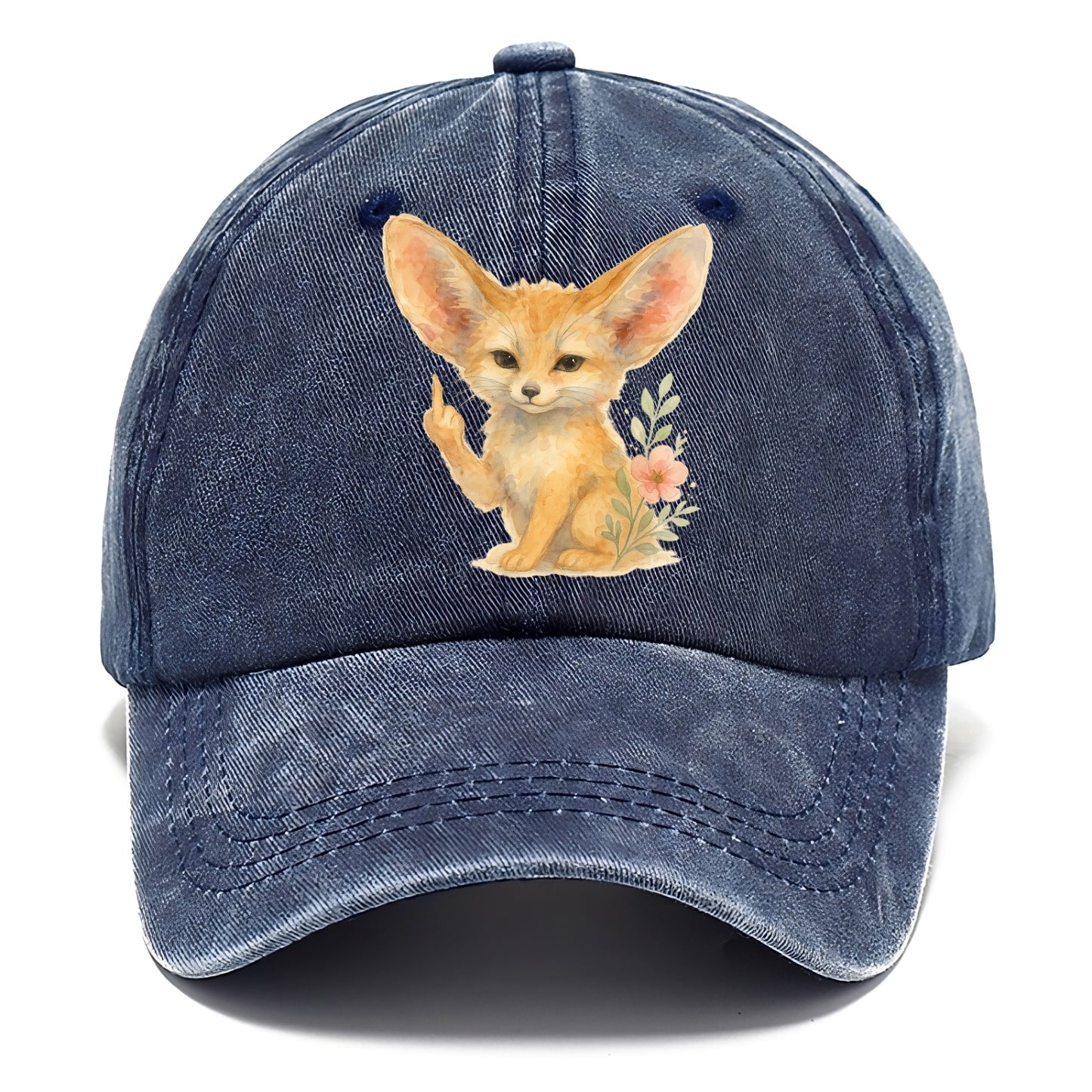 tiny fennec fox with oversized ears, one small paw raised in sass - Classic Cap - Twilight Navy(Blue)